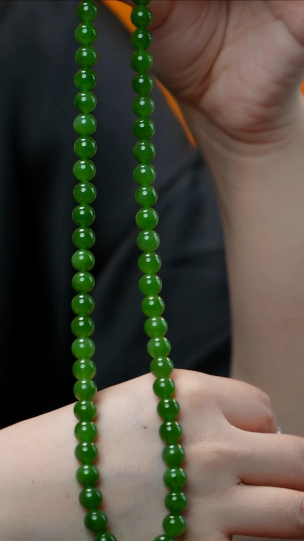 和田玉（碧玉）未镶嵌项链碧玉项链7-8mm 多样性发其一