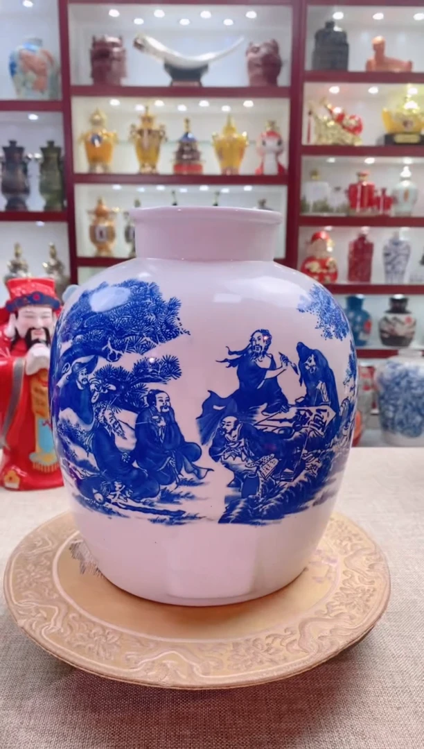 【闪购商品】摆件景德镇垚晶陶瓷微瑕青花坛加打酒器
