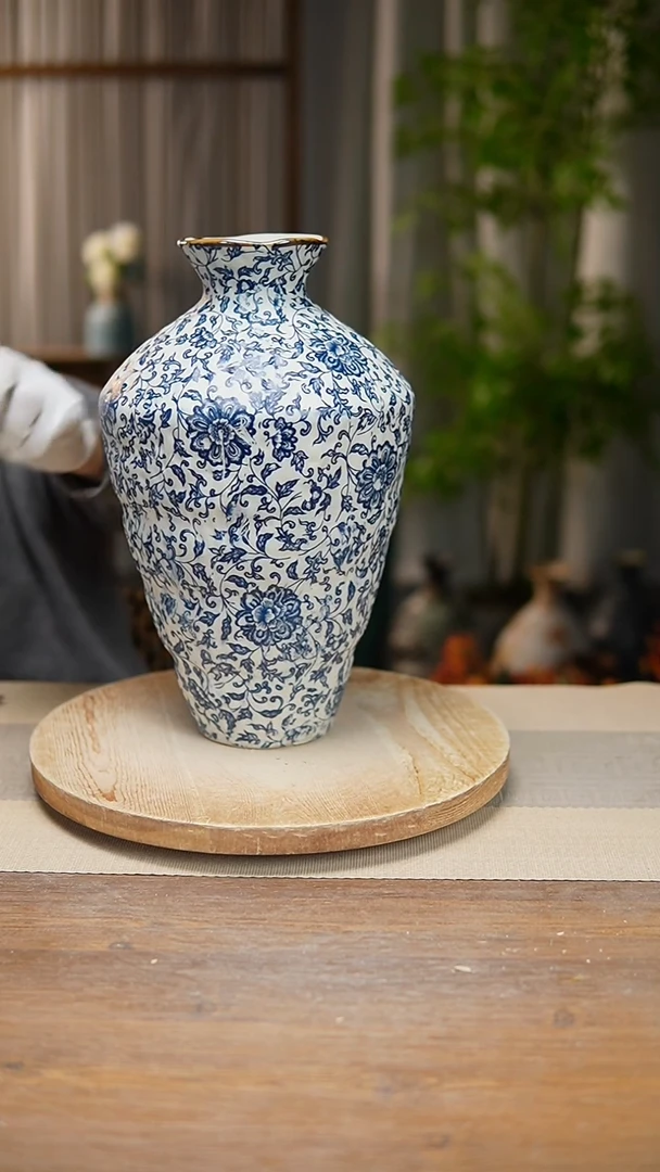 【闪购商品】陶瓷 花器青花瓷缠枝莲高脚