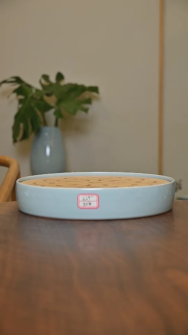 85#茶盘 天青 微瑕 朱家汝窑款