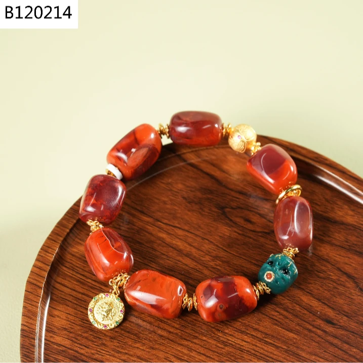 【老掌柜讲珠宝】南红火焰纹随型手串/ B120214