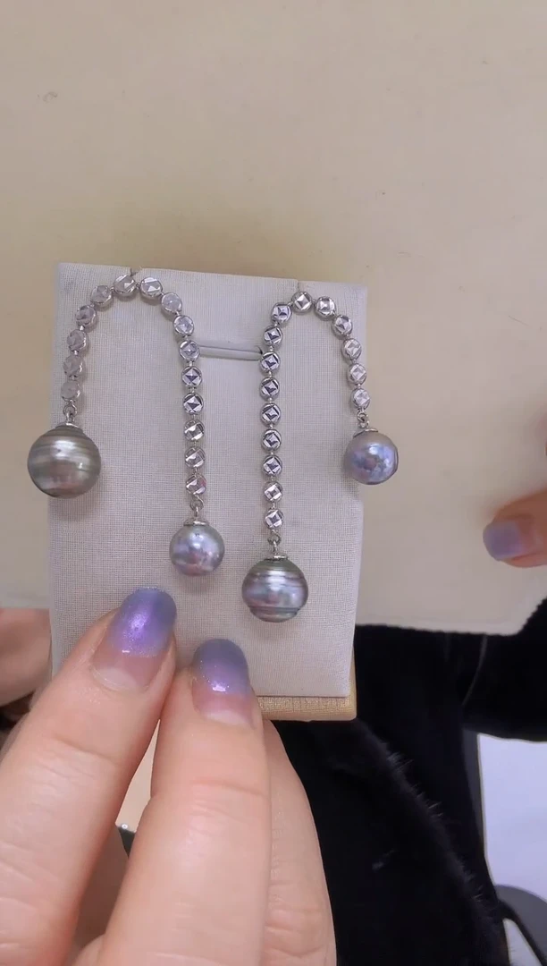 未镶嵌耳饰海水珍珠大溪地+真多麻+S925银耳环