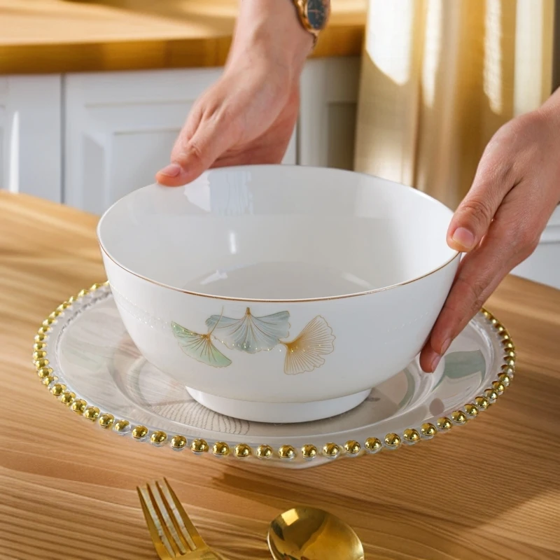 【银杏时光】8英寸汤盆2只装家用陶瓷大碗新中式餐具家用吃菜大汤碗