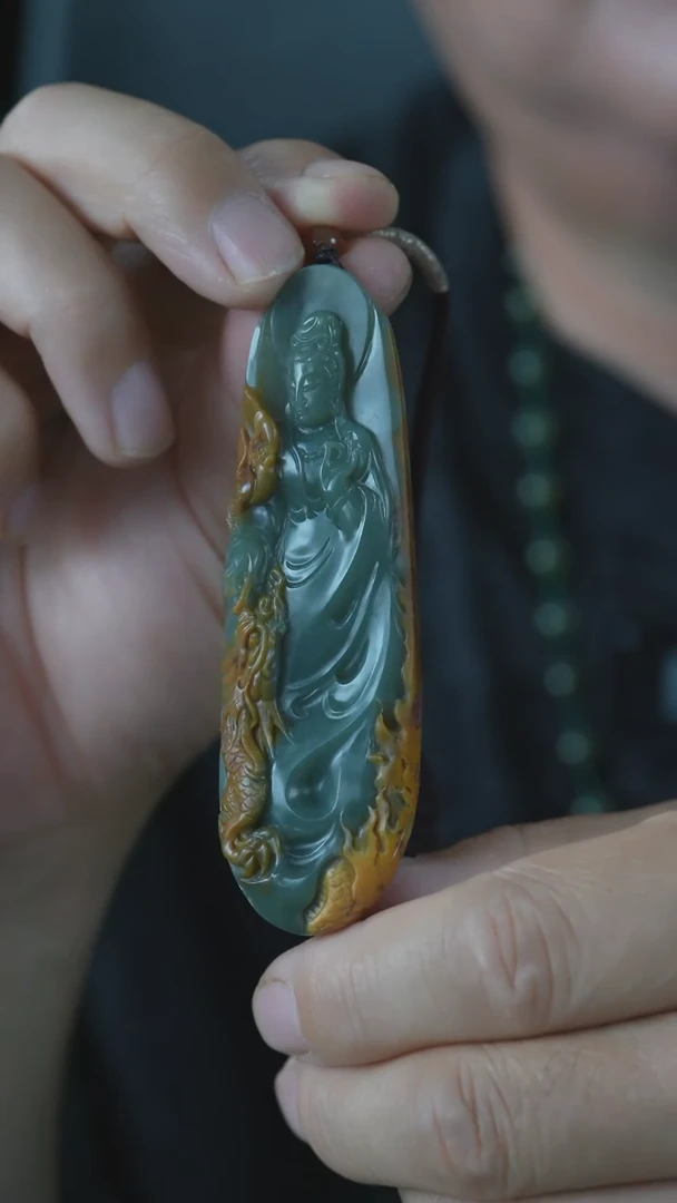 岫岩河磨玉（透闪石质玉）未镶嵌颈饰观音