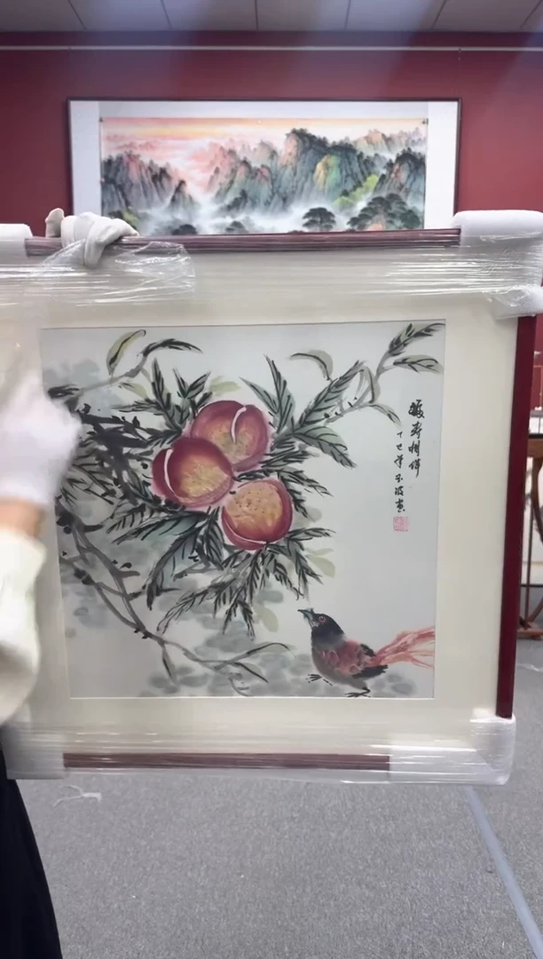 国画手绘 福寿图 60*60
