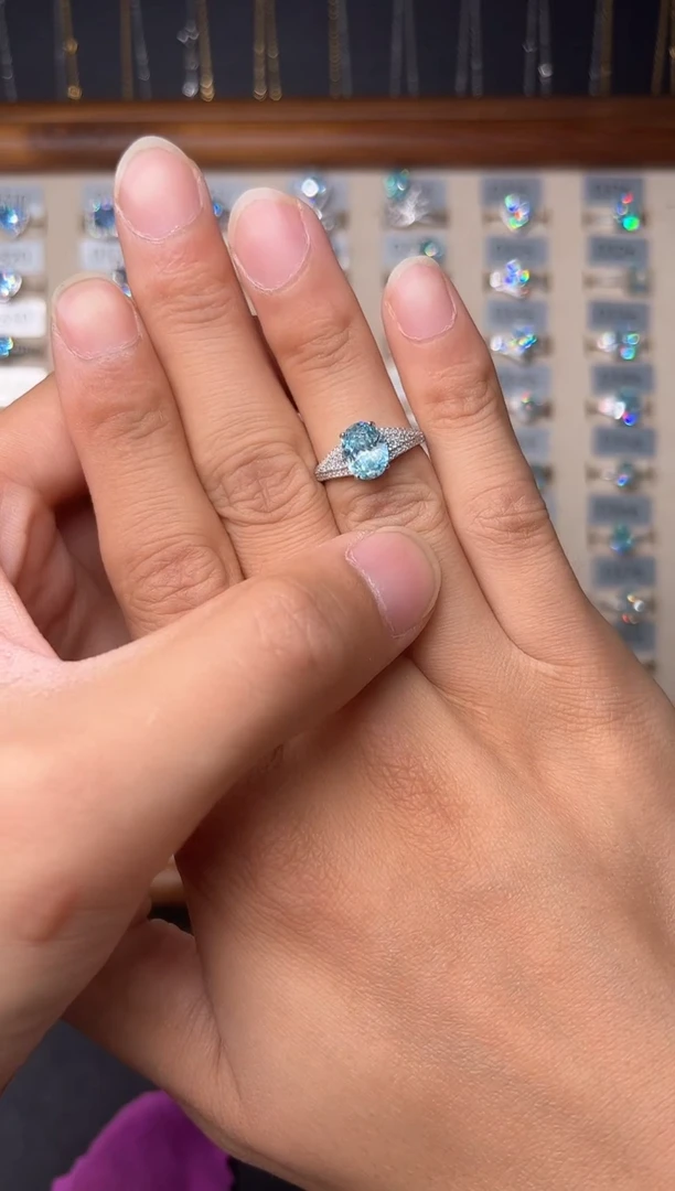 海蓝宝石戒圈银S925镶嵌00000