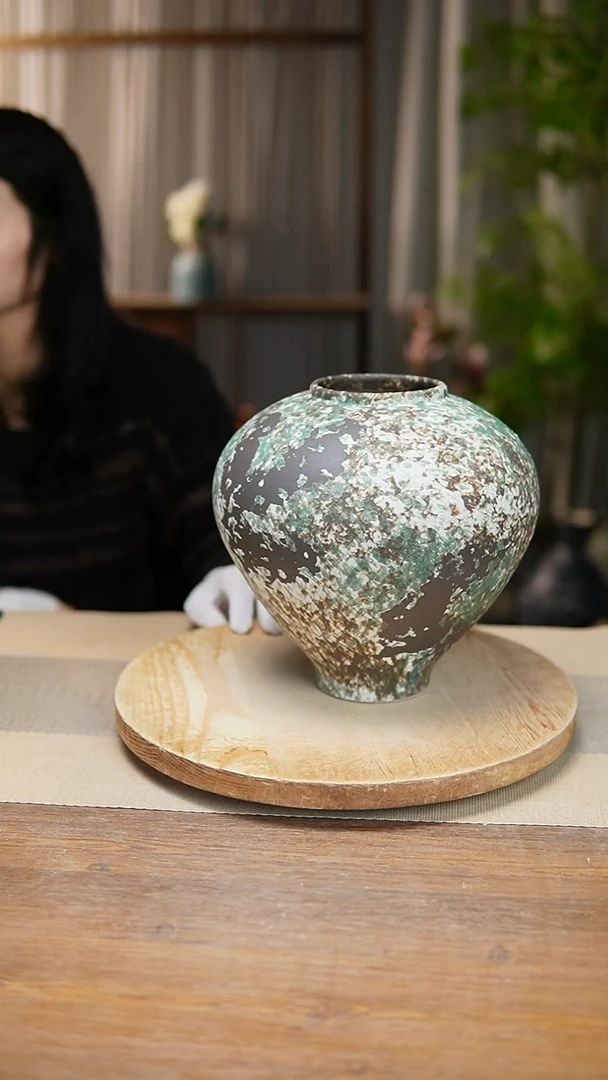 【闪购商品】陶瓷 花器涂鸦绿月亮罐