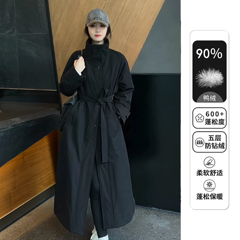 LOSA ROSA秋冬新款羽绒服显瘦休闲宽松90白鸭绒风衣大衣外套女