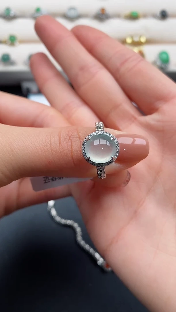 银S925镶嵌戒指翡翠444444444+5