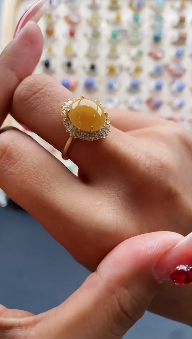 【闪购商品】翡翠戒指银S925镶嵌缅甸天然A货翡翠222 2+7