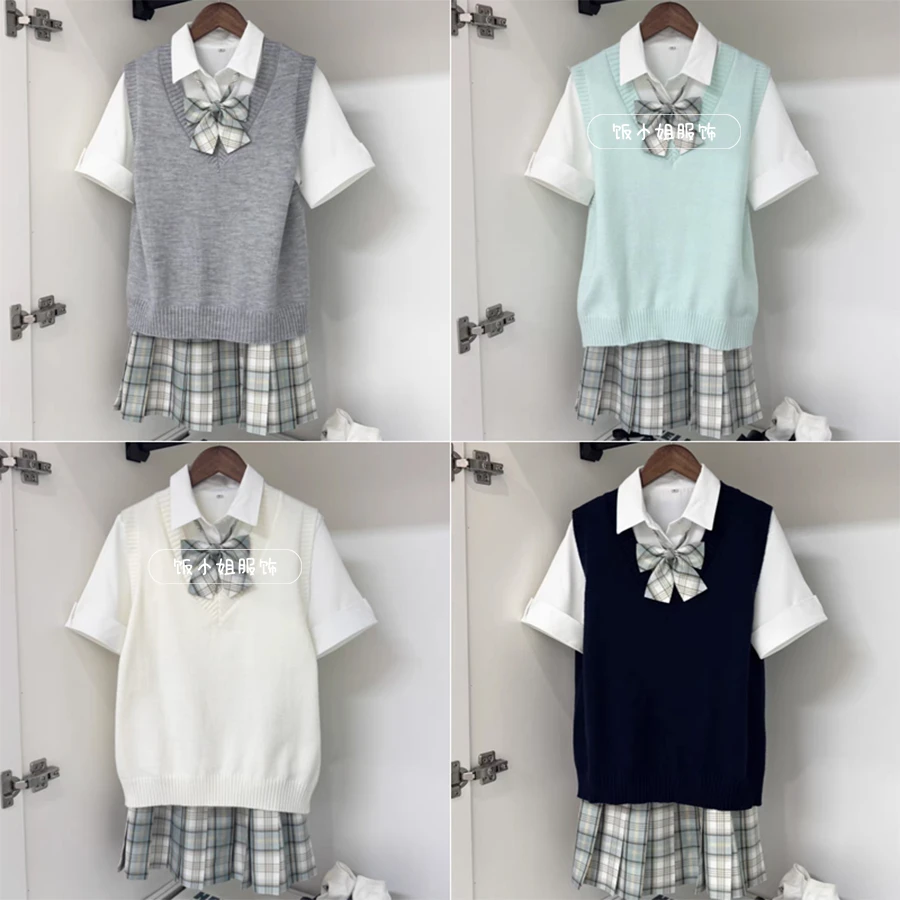 茉莉花/原创正版jk制服套装漫画清新绿夏季学院风校供感格裙套装