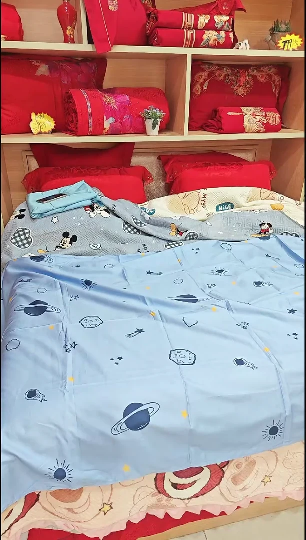 银鼠毛一百支长绒棉床单2.4*2.5星球探险