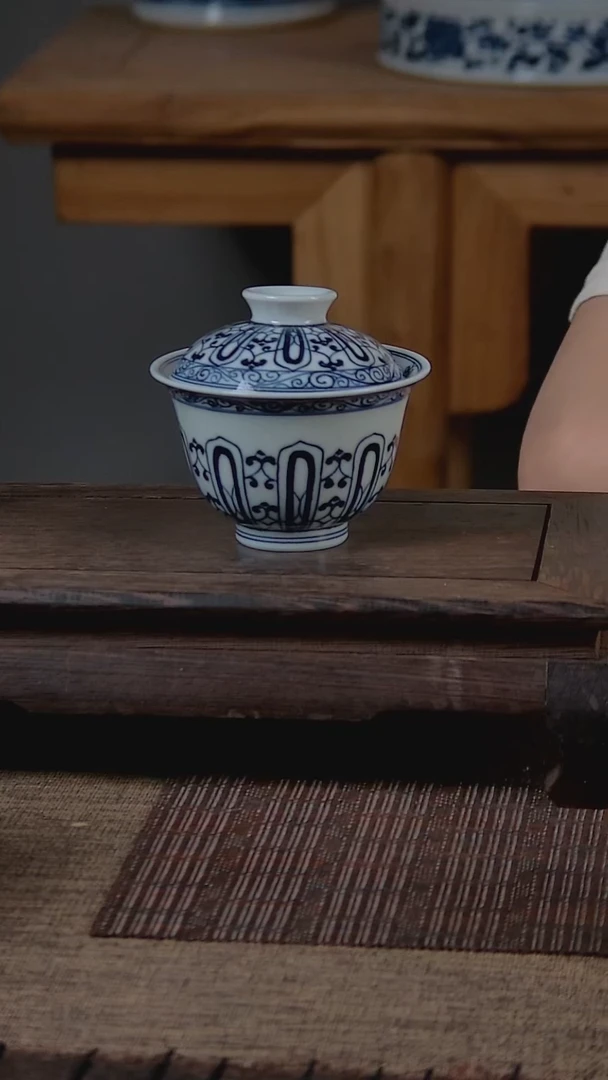 折葵非器手工手绘宝相缠枝两才盖碗