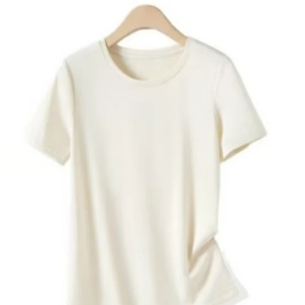 【新东方】短袖T恤女修身正肩纯色上衣2025新款圆领套头衫RQ802