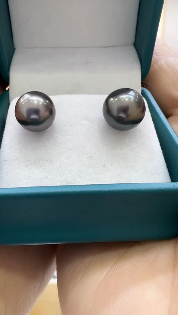 18K金镶嵌耳饰海水珍珠大溪地耳钉138