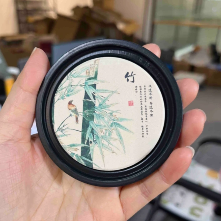 【瓷见如故】th吸水圆形杯垫套组（竹）th97