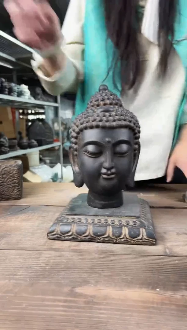 陶土【闪购商品】- 小佛头+莲花底座