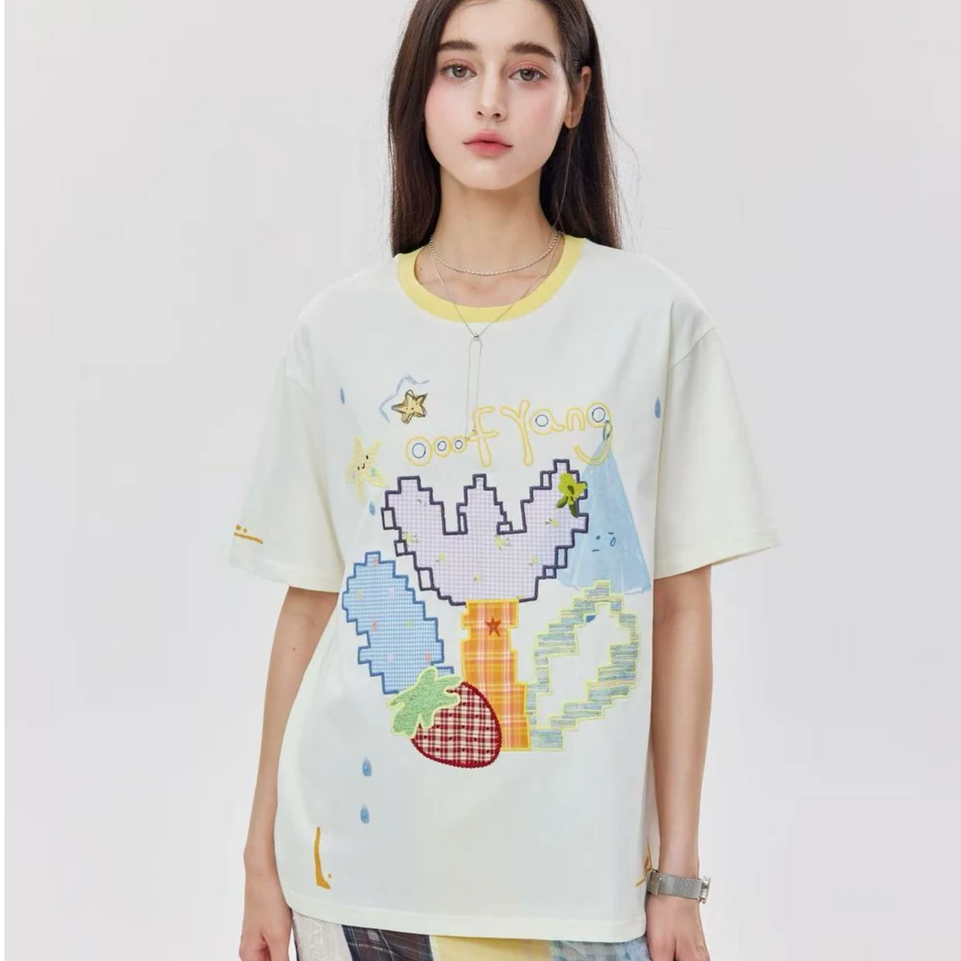 OooF！Yang【主理人专属】马赛克绣花T恤