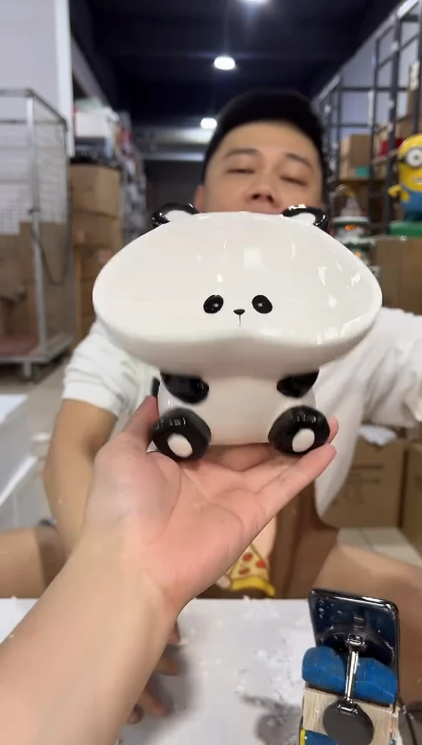 瓷片陶瓷a款爱心熊猫狗粮碗