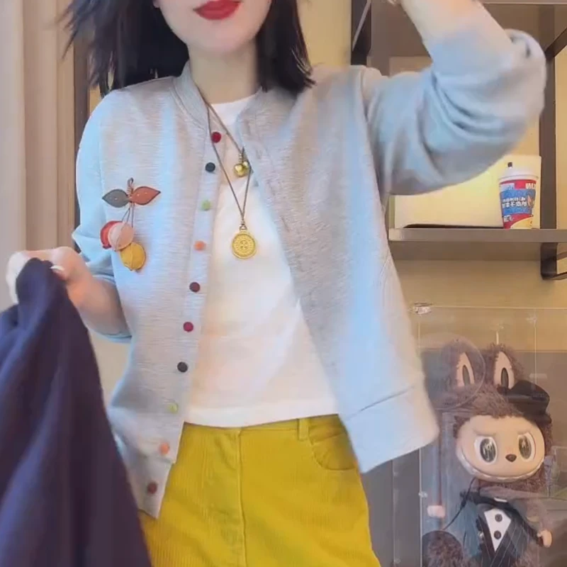 【立体花朵外套】2025早秋立体花朵彩色纽扣卫衣外套LK2506979