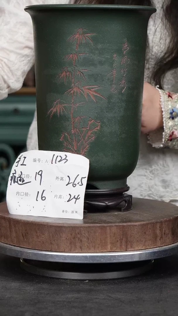 紫砂花盆1123+s手工痕迹