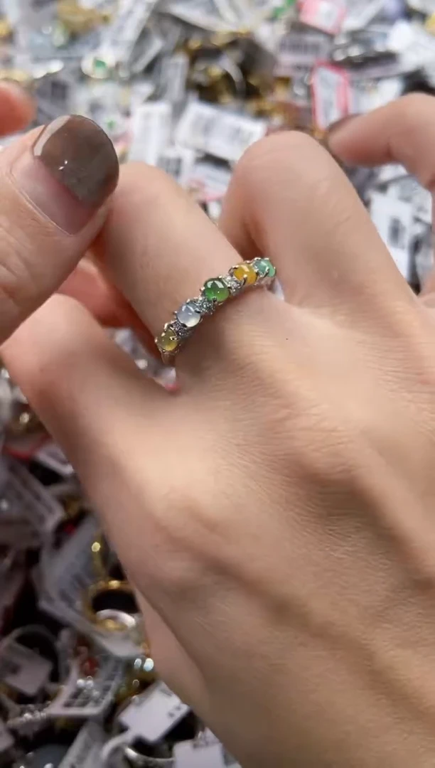 翡翠戒指银S925镶嵌111--------7