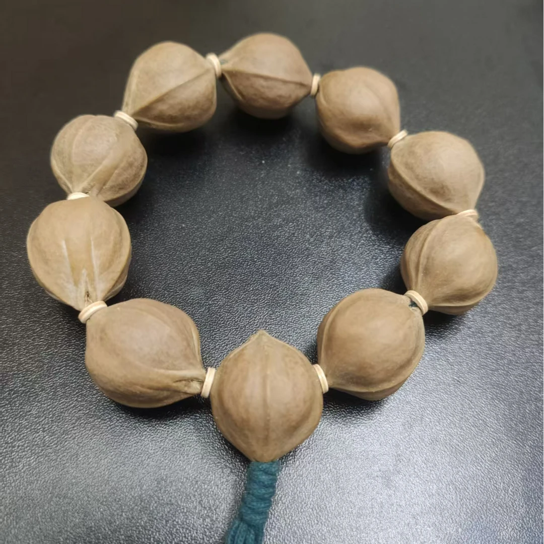 22*27精品大尺寸梅林铁核橄榄核雕铁核鲨鱼背鹰嘴原皮素珠手串