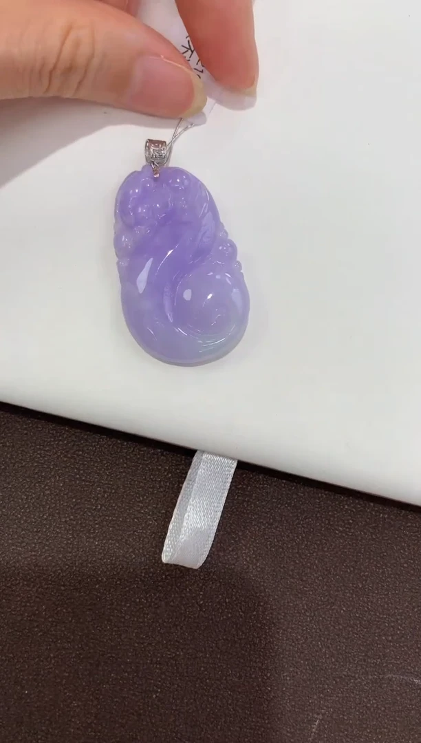 翡翠18K金镶嵌吊坠(赠链)天然缅甸a货翡翠