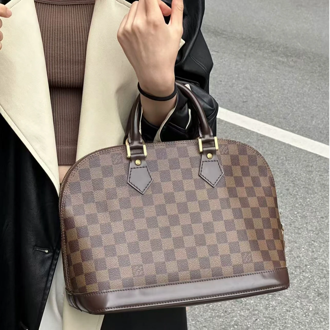 95新 LouisVuitton/路易威登 7832756 LV棕棋盘格贝壳中号