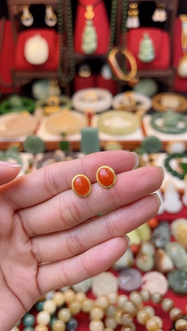 【闪购商品】南红玛瑙耳饰银S925镶嵌福利