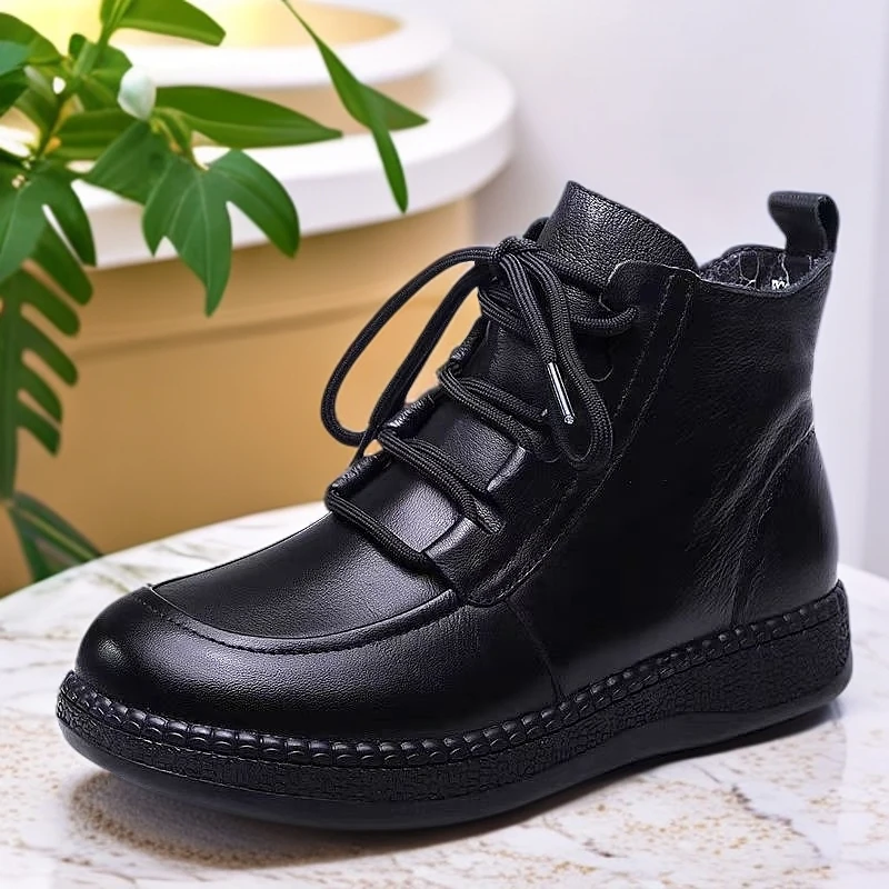 82720新款时尚舒适休闲百搭防滑软底羊皮毛一体保暖头层牛皮棉鞋