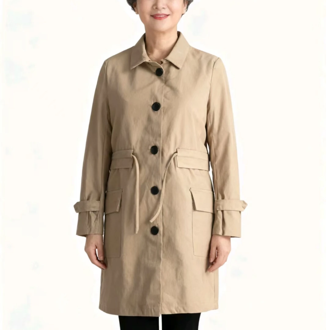 11465-女装秋中长款时尚洋气气质中年妈妈简约风衣【五楼东楼梯】