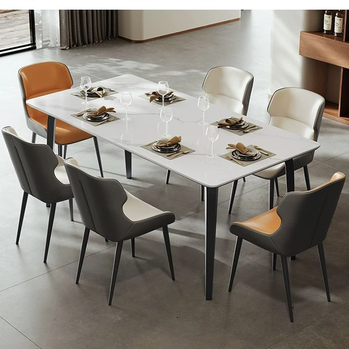 意式轻奢极简岩板客厅餐桌椅家用小户型餐厅现代简约长方形餐桌