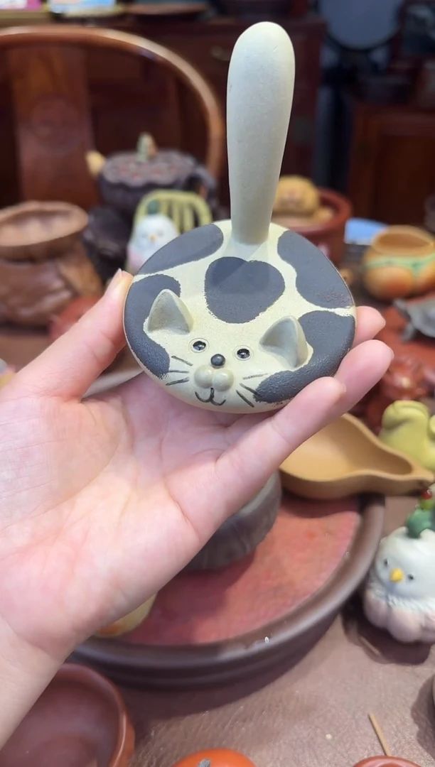紫砂茶宠猫咪支架黑色