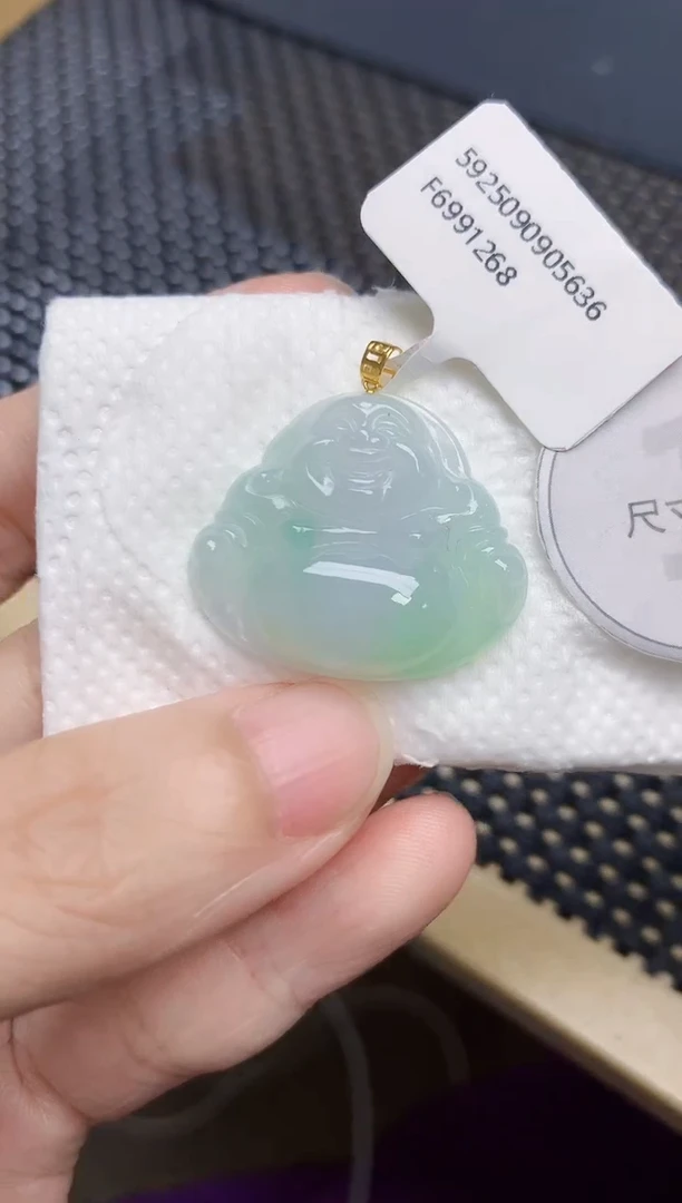 颈饰18K金镶嵌翡翠天然缅甸A货翡翠