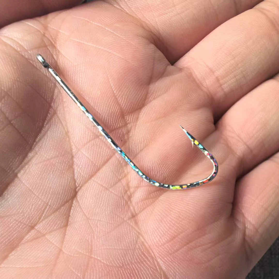 放流钩带被刺盒装鲅鱼刀鱼配件钩炫彩长柄背倒刺海钓船钓带鱼钩