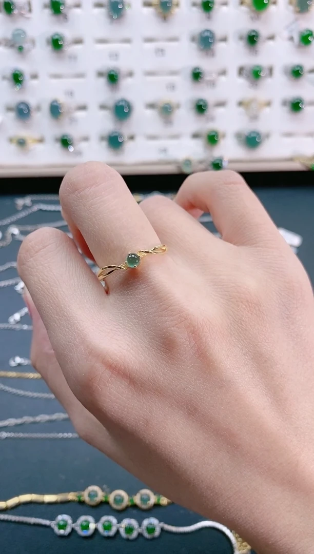 【闪购商品】翡翠戒指银S925镶嵌天然翡翠