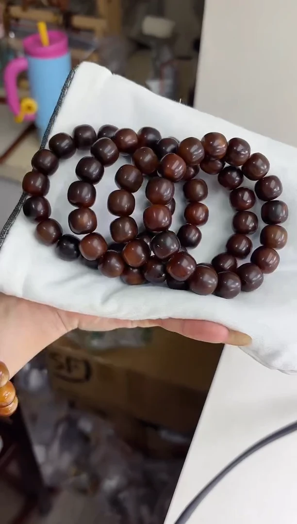 手串菩提根/象牙果沐q52虎珀糖干磨桶珠12*14mm手串