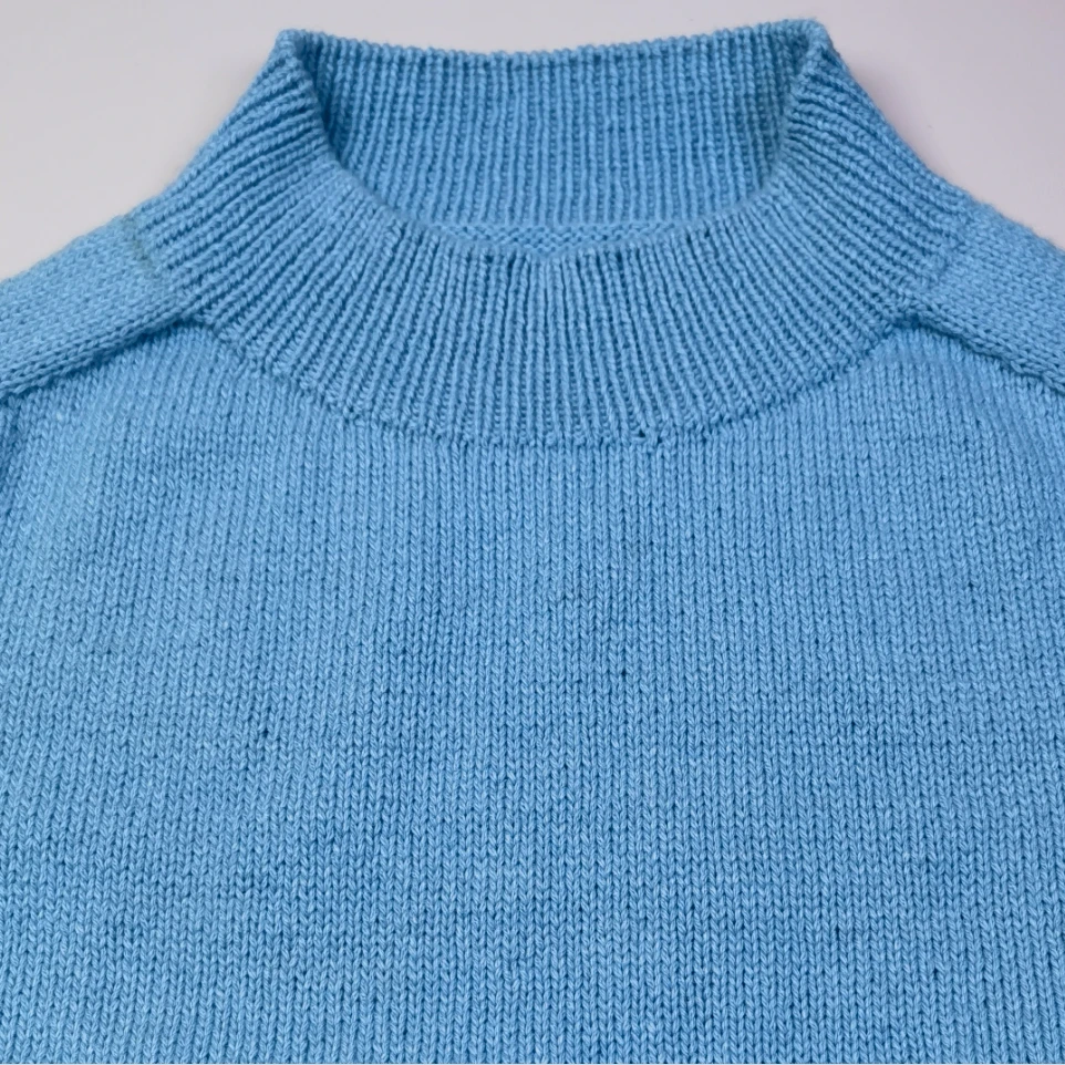 平肩自带肩自带袖圆领套头毛衣（短息解锁课程）