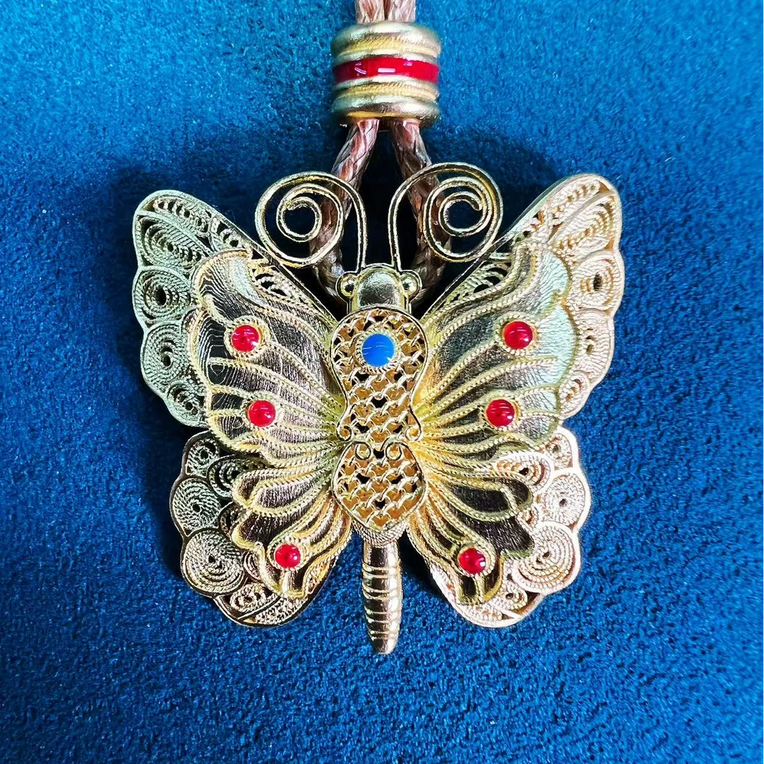 足金999 九紫离火黄金珐琅吊坠