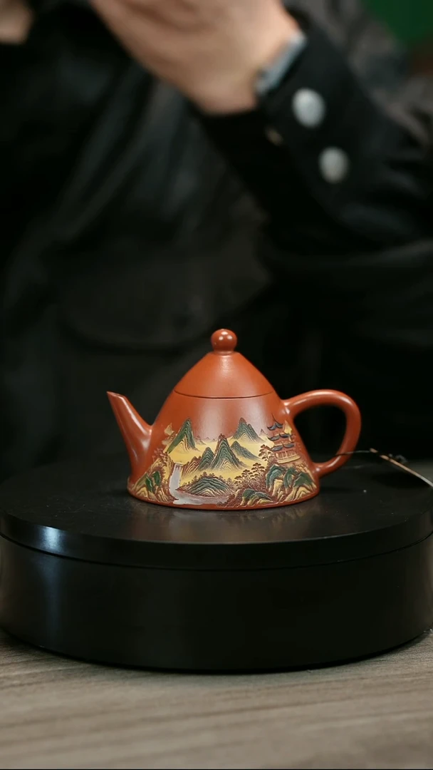 茶壶紫砂六****0H2216赵翠红彩绘翁帽