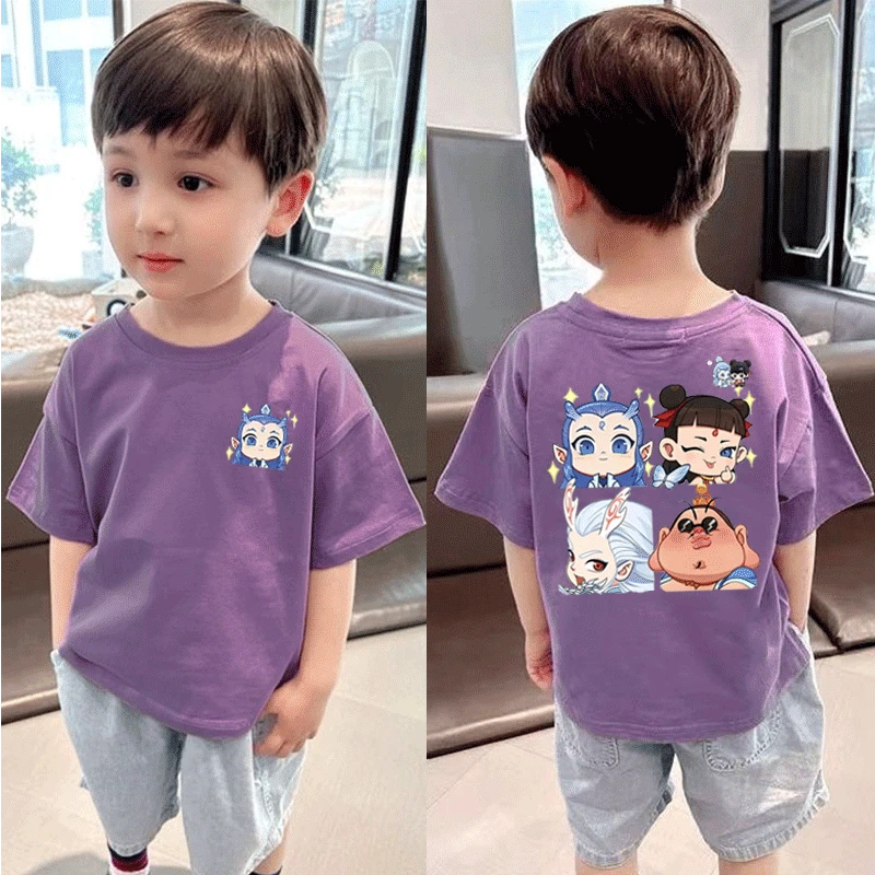 儿童纯棉哪吒短袖T恤男童2025夏季新款休闲百搭宽松圆领潮流韩版