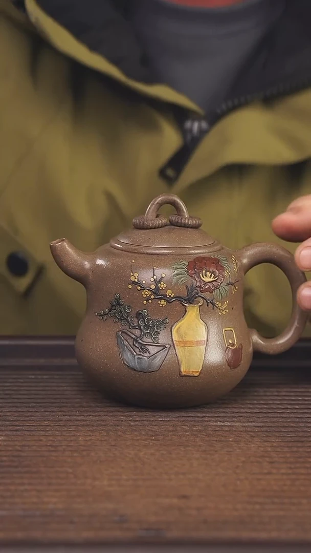 【闪购商品】紫砂茶壶240cc本绿顾氏手工紫砂