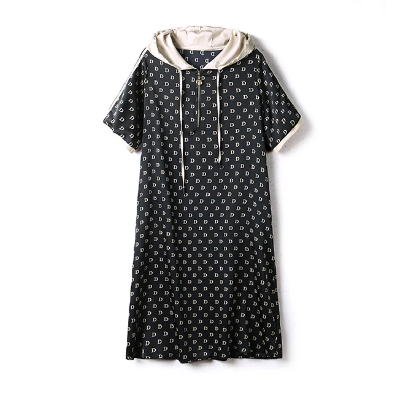 【中環专享品牌清-H】G印花连帽短袖中长款连衣裙3651