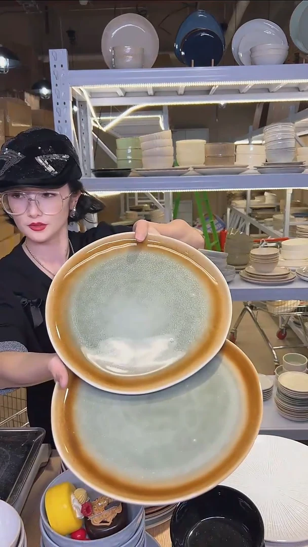 瓷205外贸尾货高温釉下彩陶瓷餐具默认微瑕