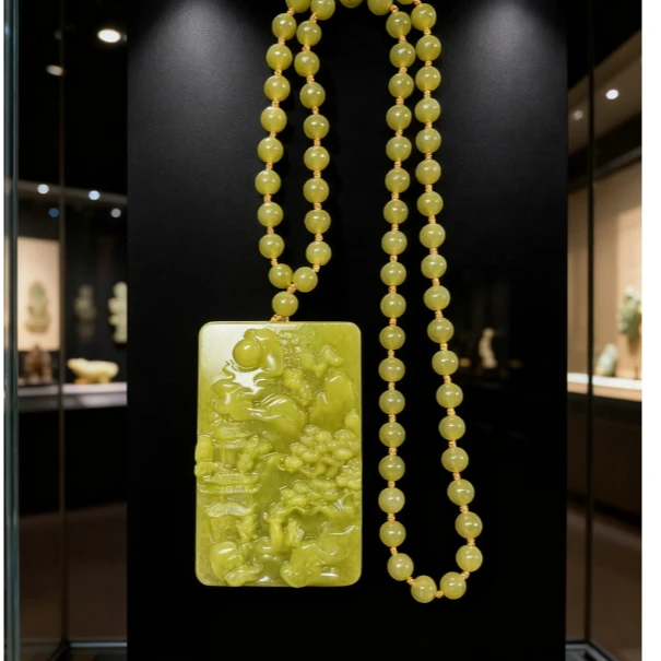 【龍帝专属】四大名玉岫岩玉国黄山水吊坠50X80MM多样性发货一件F26