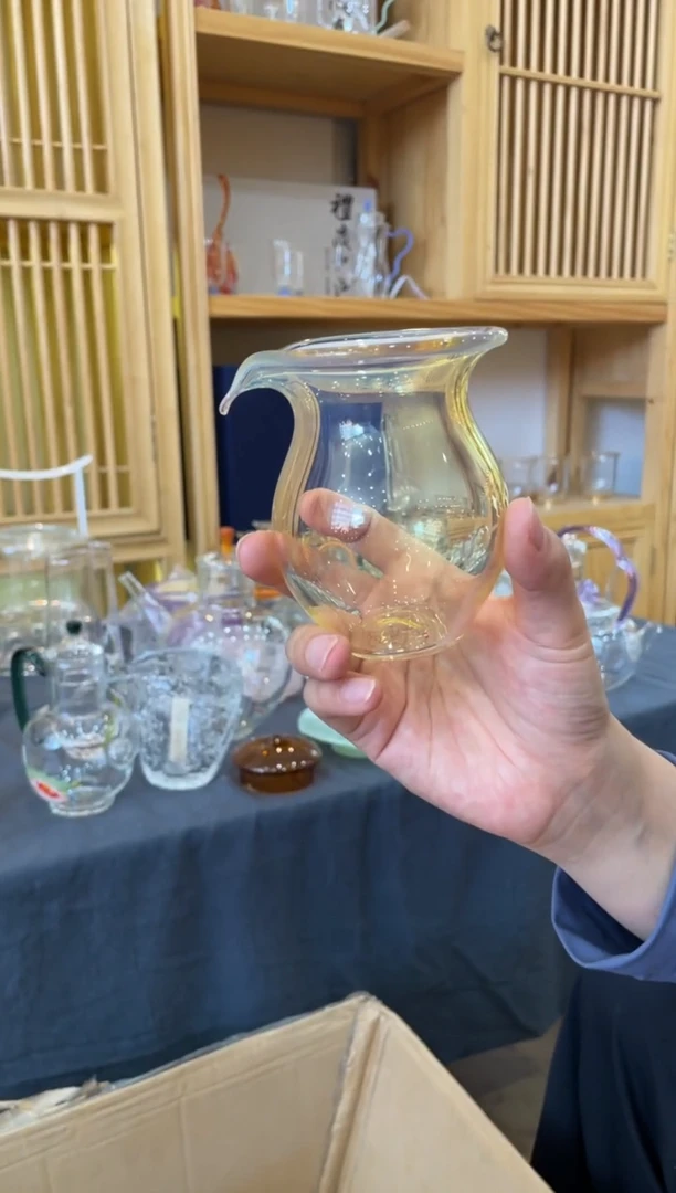 玻璃手工艺品熏银无耳公道杯加厚