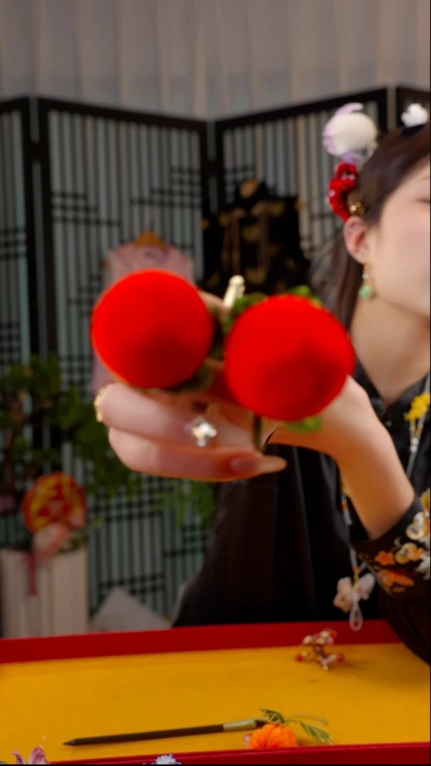 刺绣凤*苏绣非遗绒花饰品