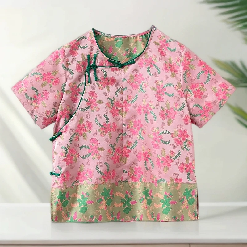 『绚丽』夏季国风时尚气质穿搭新款高定立体交织提花斜襟上衣