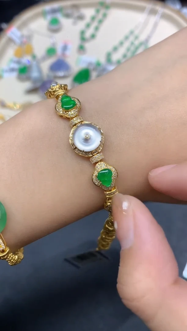 18K金镶嵌手链翡翠手链A15|19800